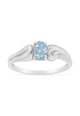 elegant white gold oval aquamarine gemstone baby birthstone ring